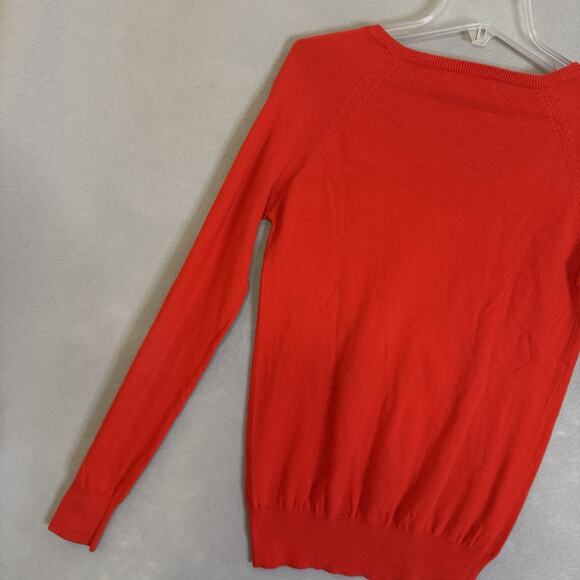 Zara Sweater Women Sz XL Red V-Neck Lightweight Casual Festive Christmas Holiday - Picture 10 of 13